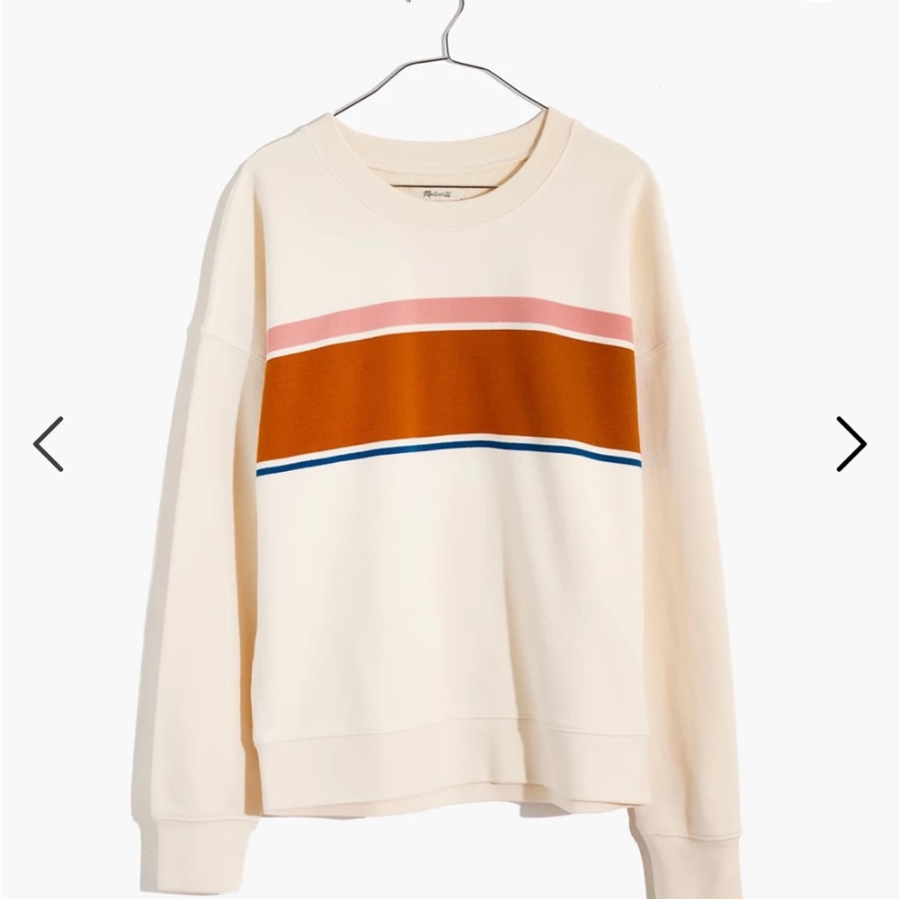 Madewell (Re)sourced Cotton Mainstay Sweatshirt in Kimball Stripe size XS
